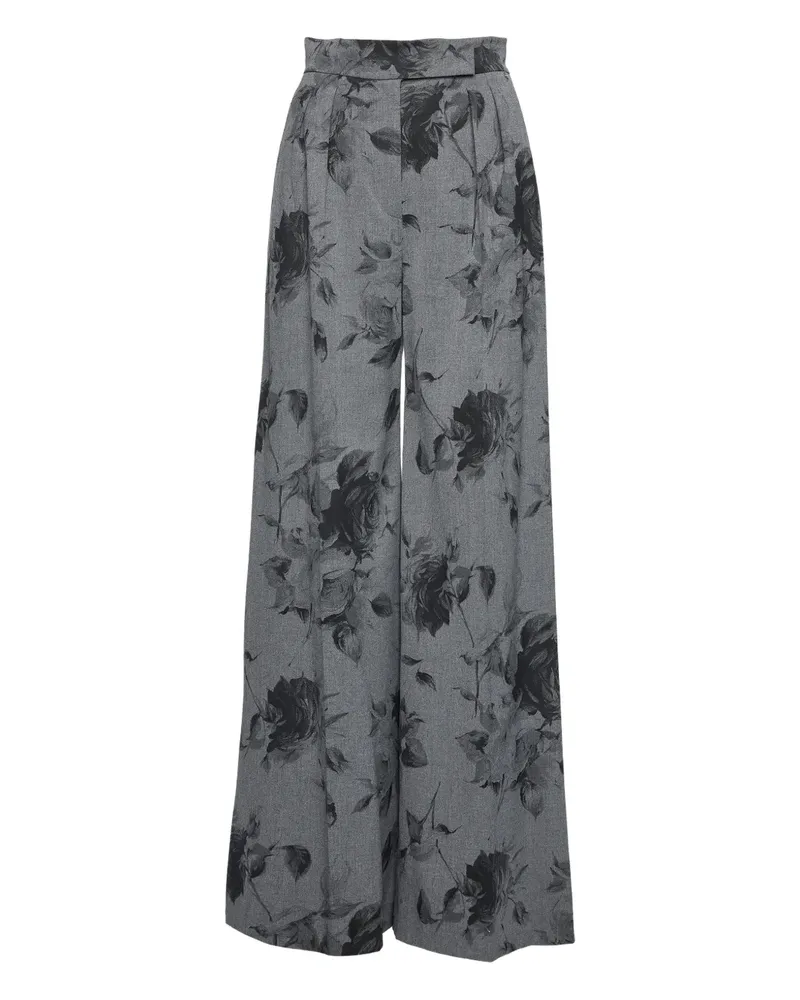 NISSA Hose mit Blumen-Print - Grau Grau