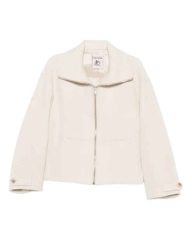 Semicouture Jacke mit Knopfmanschetten und Reißverschluss - Nude Nude