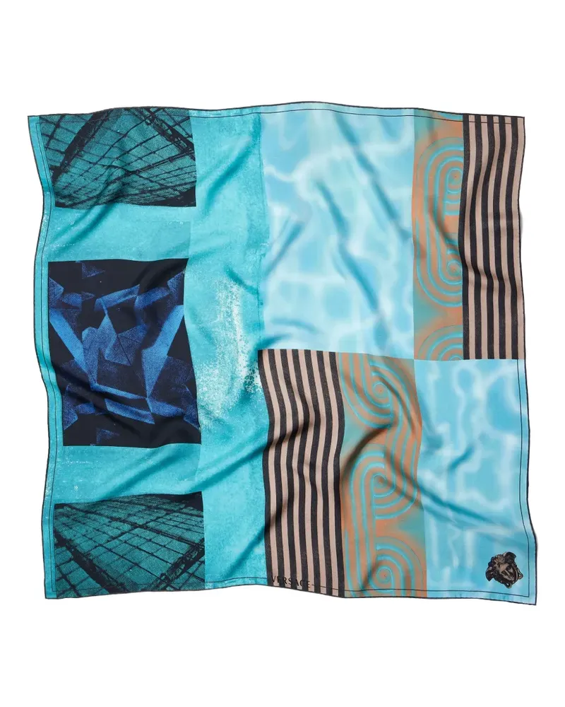 Versace printed silk twill scarf 90 cm - Blau Blau