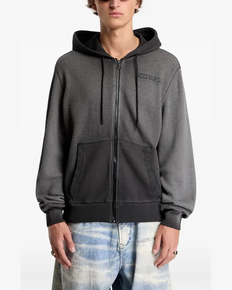 Diesel Kapuzenjacke mit Waffeloptik und Farbverlauf-Effekt - Grau Grau