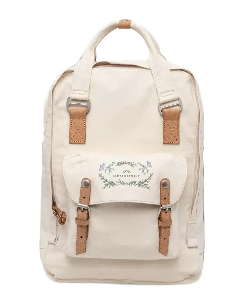 DOUGHNUT Large Macaroon embroidered buckle-strap backpack - Nude Nude