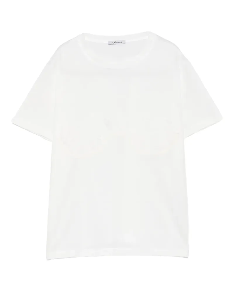 Parlor T-Shirt mit Spitzenapplikation - Weiß Weiß