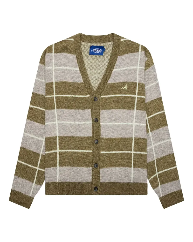 AWAKE NY Windowpane Cardigan aus Mohair - Grün Grün