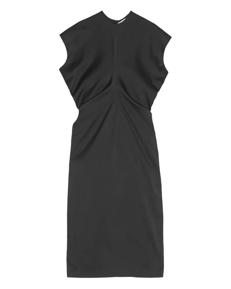 REMAIN Midikleid mit gerafften Schultern - Schwarz Schwarz