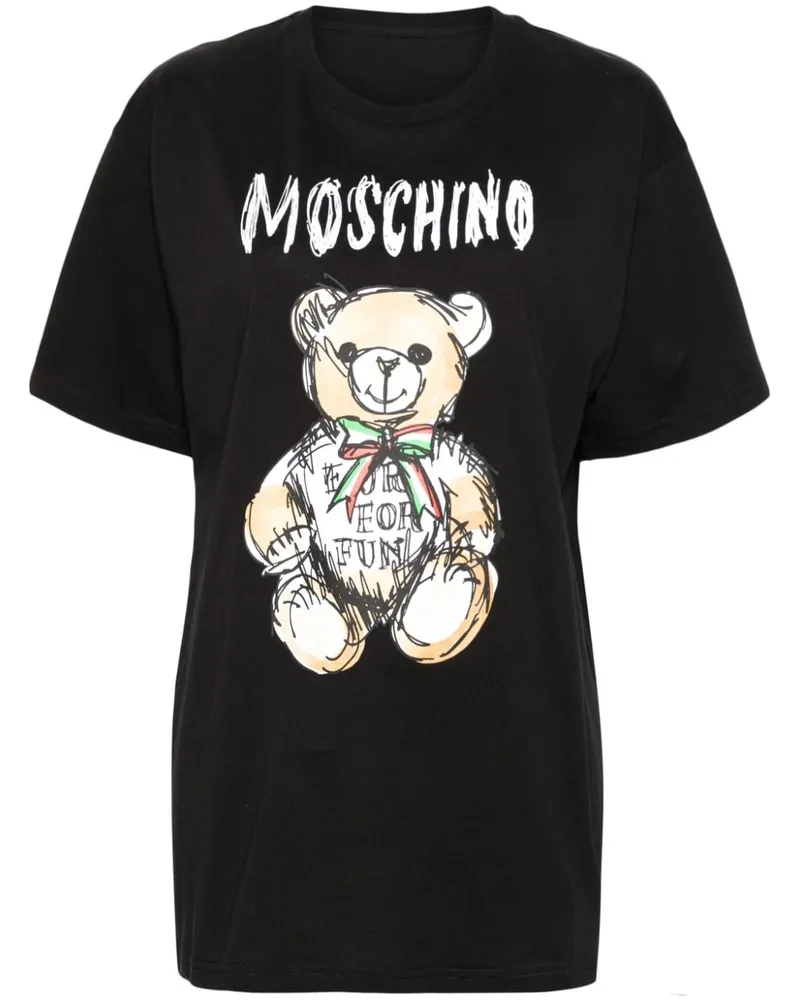 Moschino T-Shirt mit Teddy-Print - Schwarz Schwarz