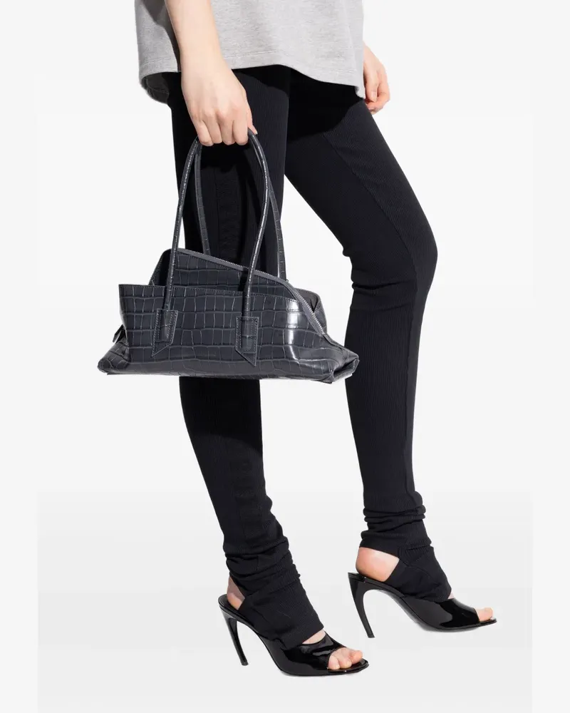 ATTICO small La Passeggiata croc-embossed zip tote bag - Grau Grau