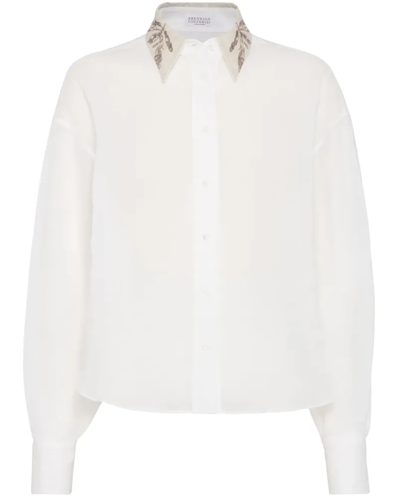 Brunello Cucinelli Flora Hemd mit Stickerei - Weiß Weiß