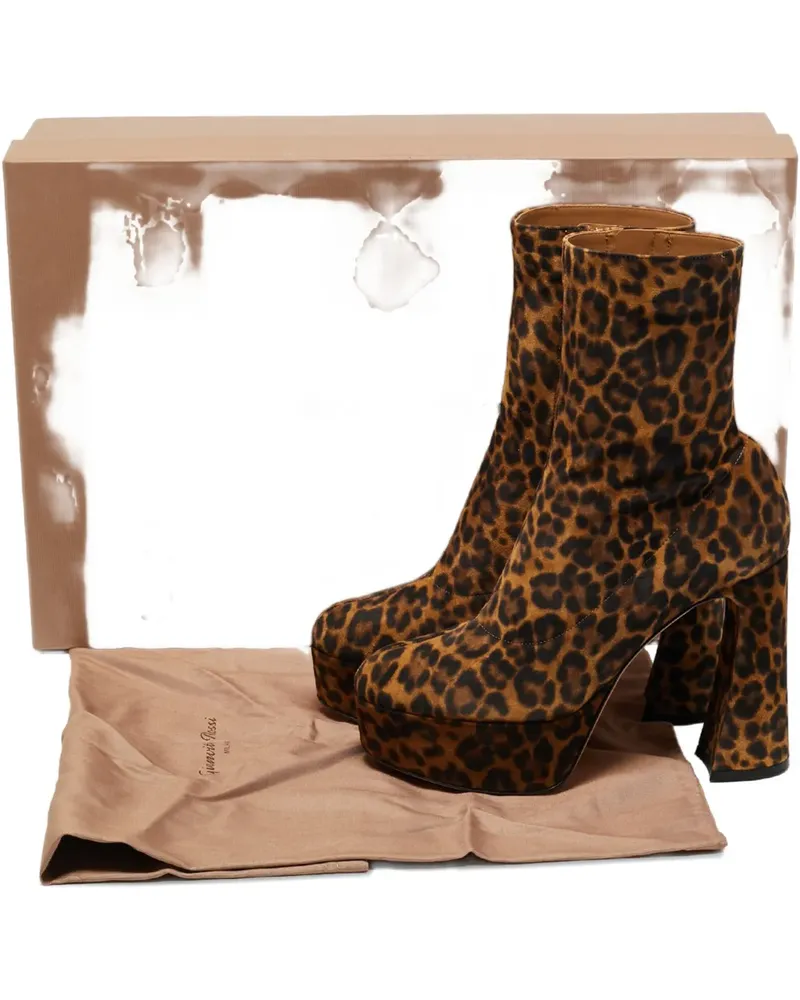 Gianvito Rossi leopard-print platform boots - Braun Braun