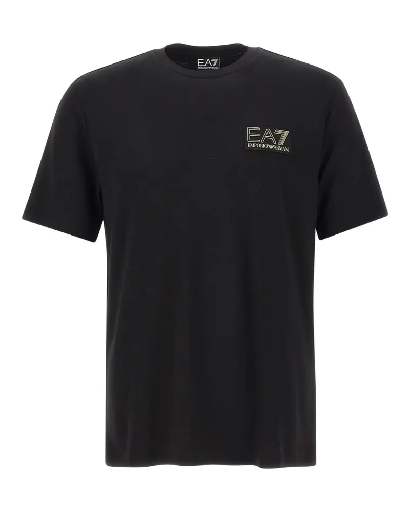 EA7 T-Shirt mit Logo-Patch - Schwarz Schwarz