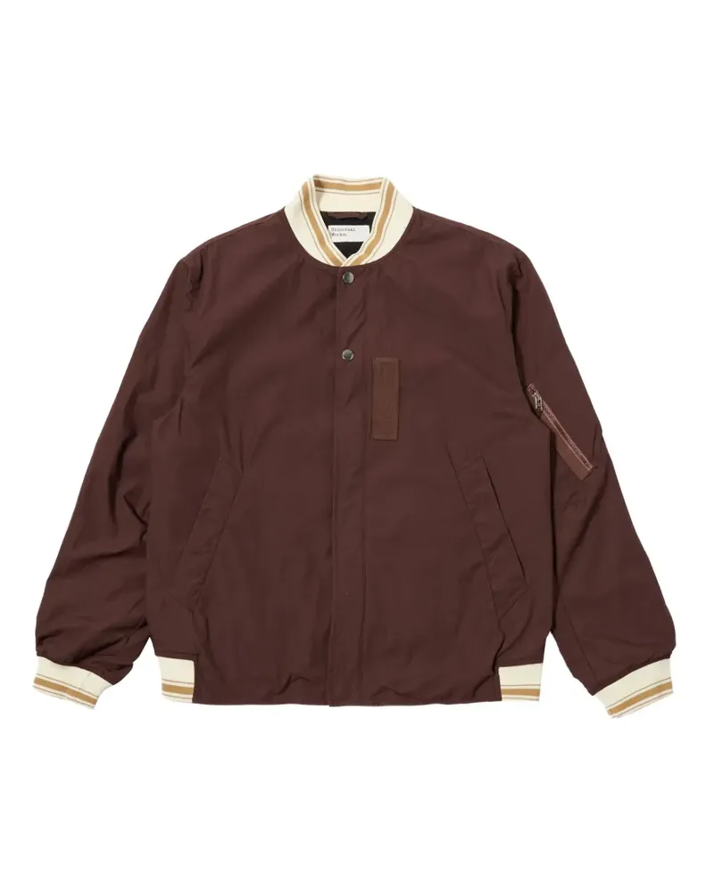 Universal Works NS striped-trim bomber jacket - Braun Braun