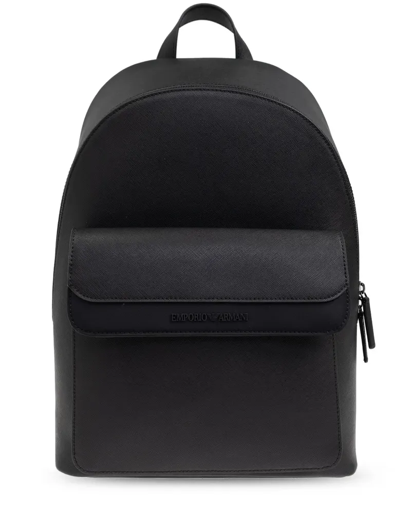 Emporio Armani Rucksack mit Logo-Prägung - Schwarz Schwarz