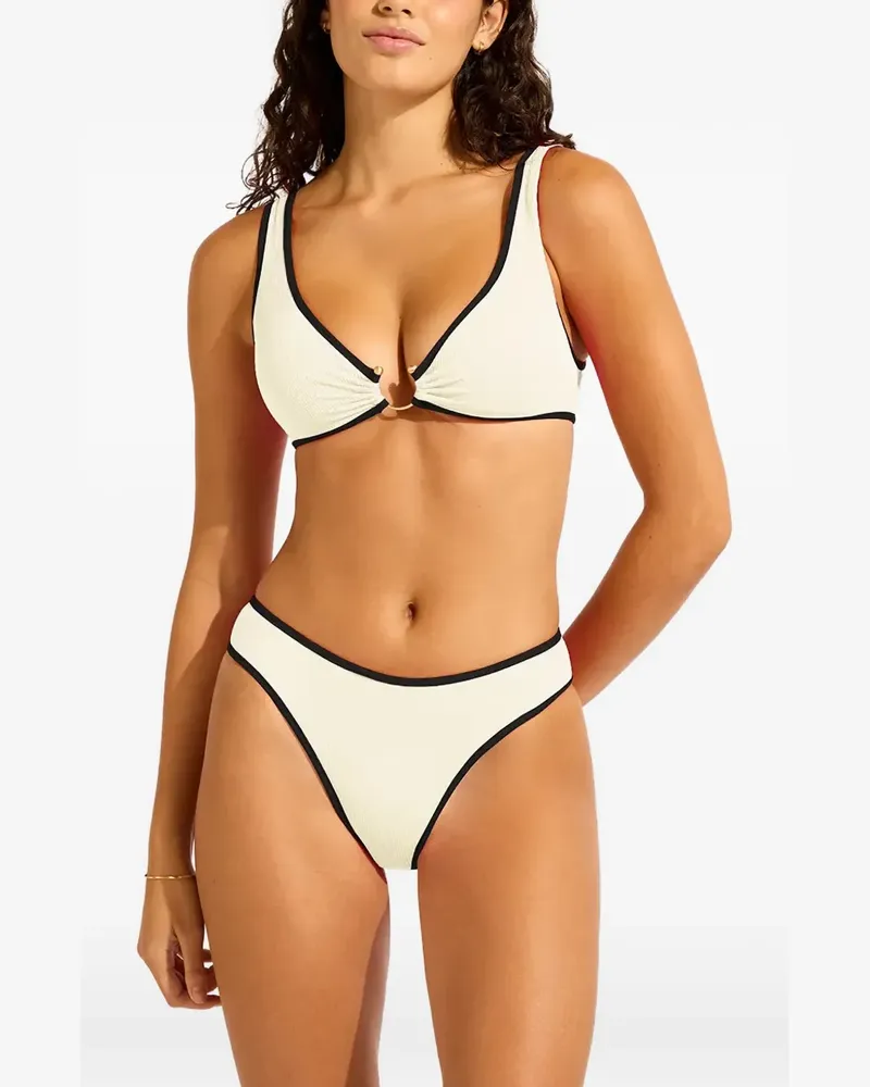 Seafolly Australia Bikinioberteil mit Kontrastdetails - Nude Nude