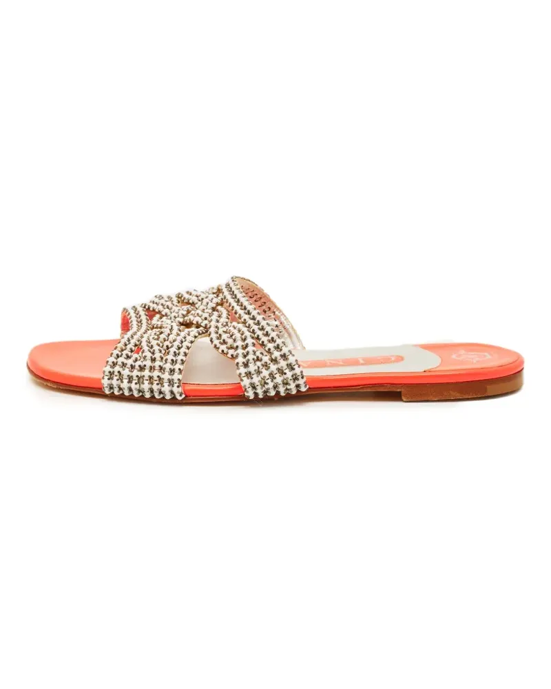 Gina Pantoletten mit Kristallen - Orange Orange