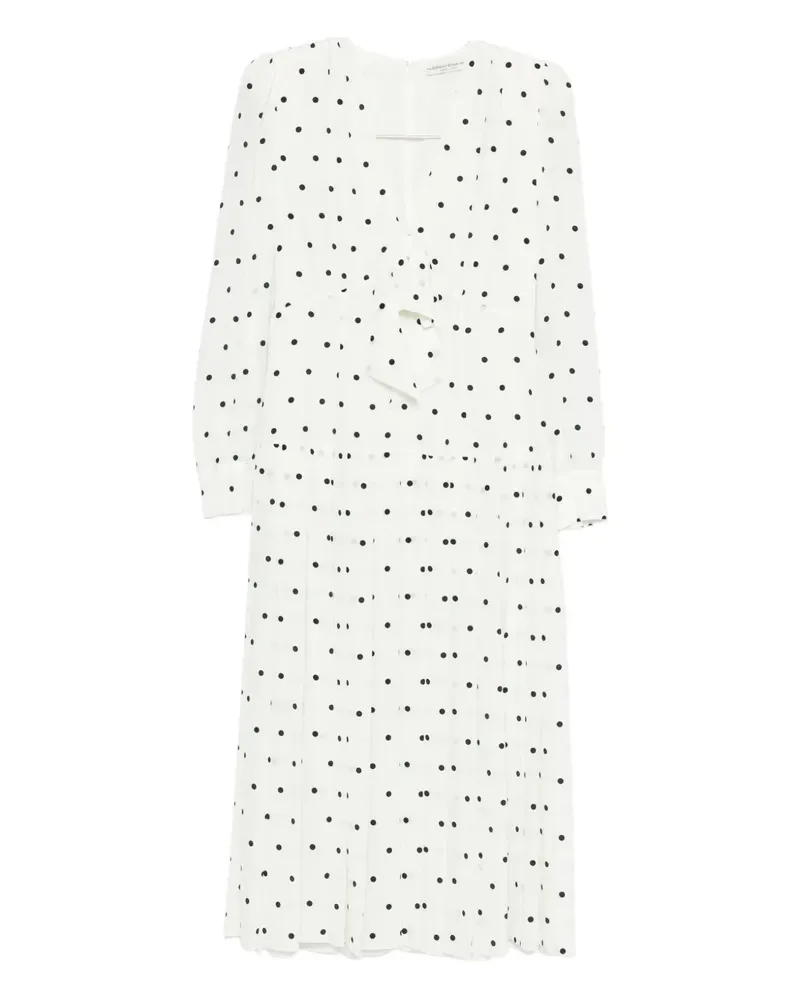 Alessandra Rich polka dot pleated midi dress - Weiß Weiß