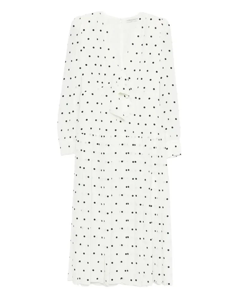 Alessandra Rich Midikleid mit Polka Dots - Weiß Weiß