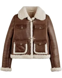 Fay Lederjacke mit Besatz aus Shearling Braun