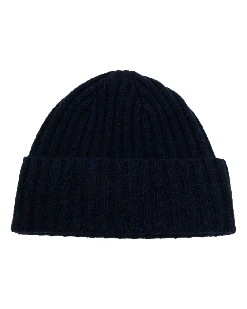 N.Peal Grob gerippte Beanie Blau