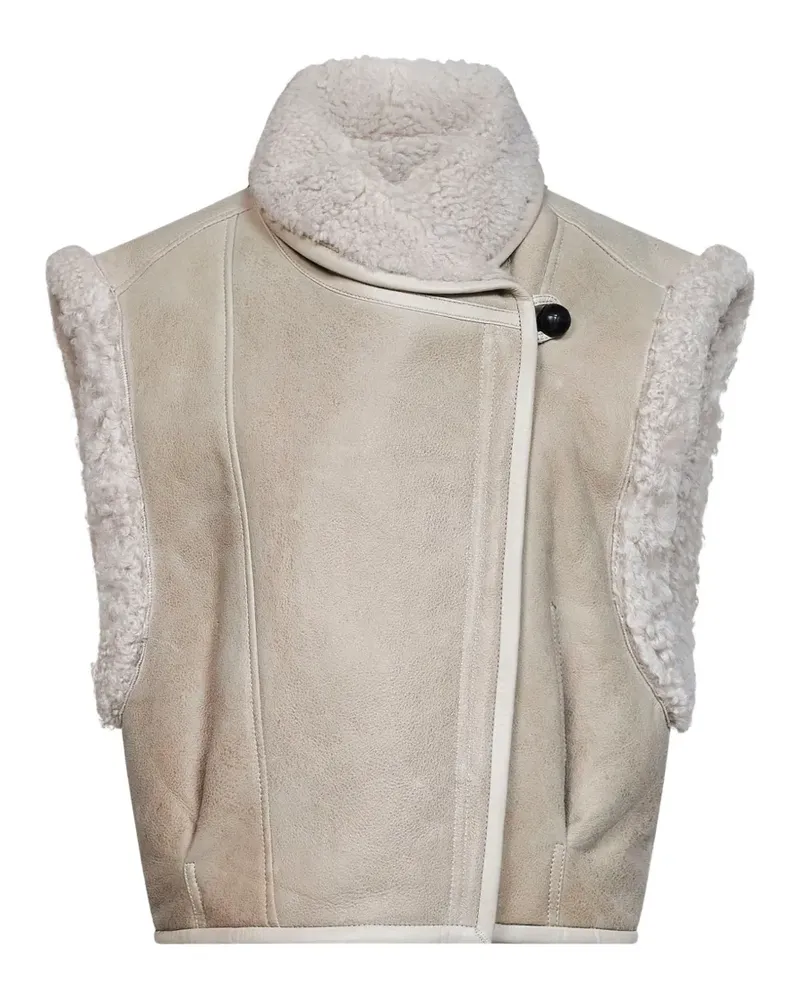 Isabel Marant shearling-trim sleeveless jacket - Nude Nude