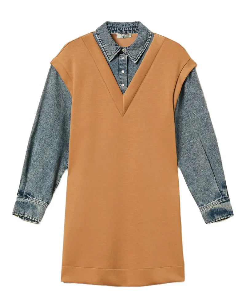 Twin-Set Minikleid mit Jeansärmeln - Braun Braun