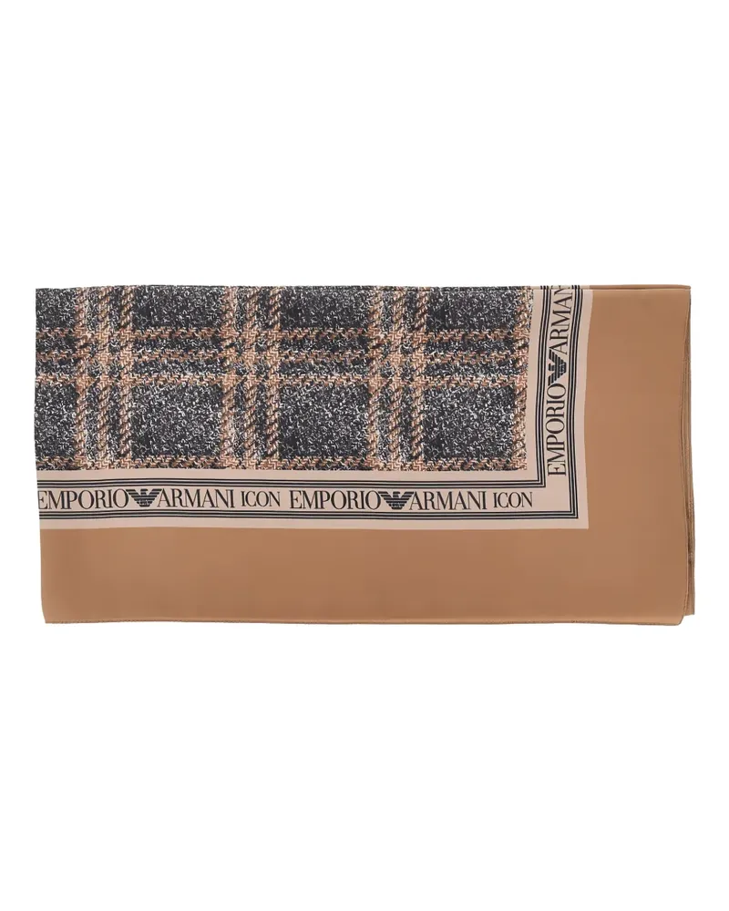 Emporio Armani plaid-pattern scarf - Nude Nude