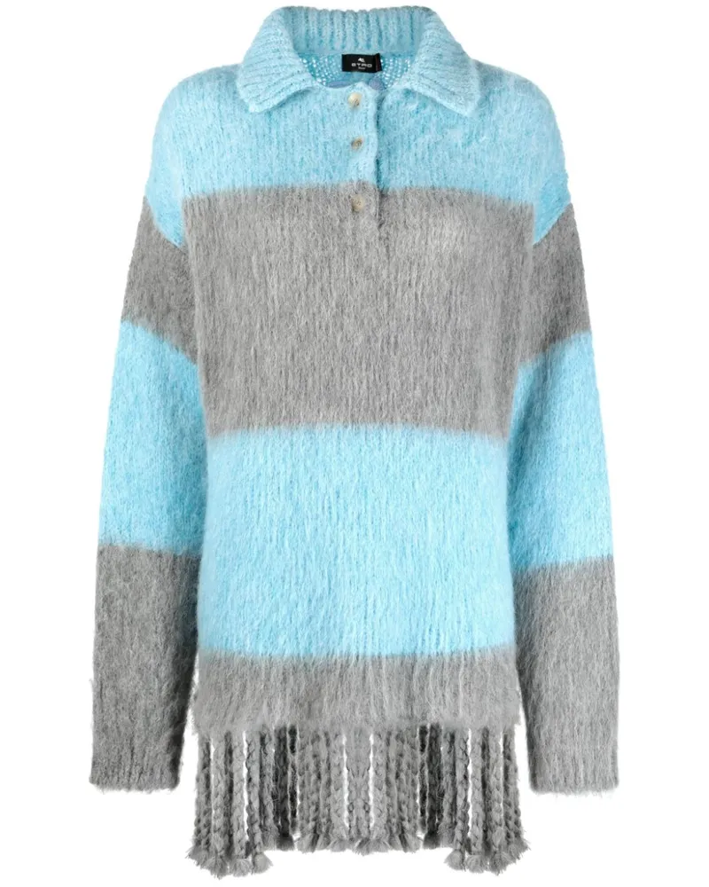 Etro Minikleid mit Fransen - Grau Grau