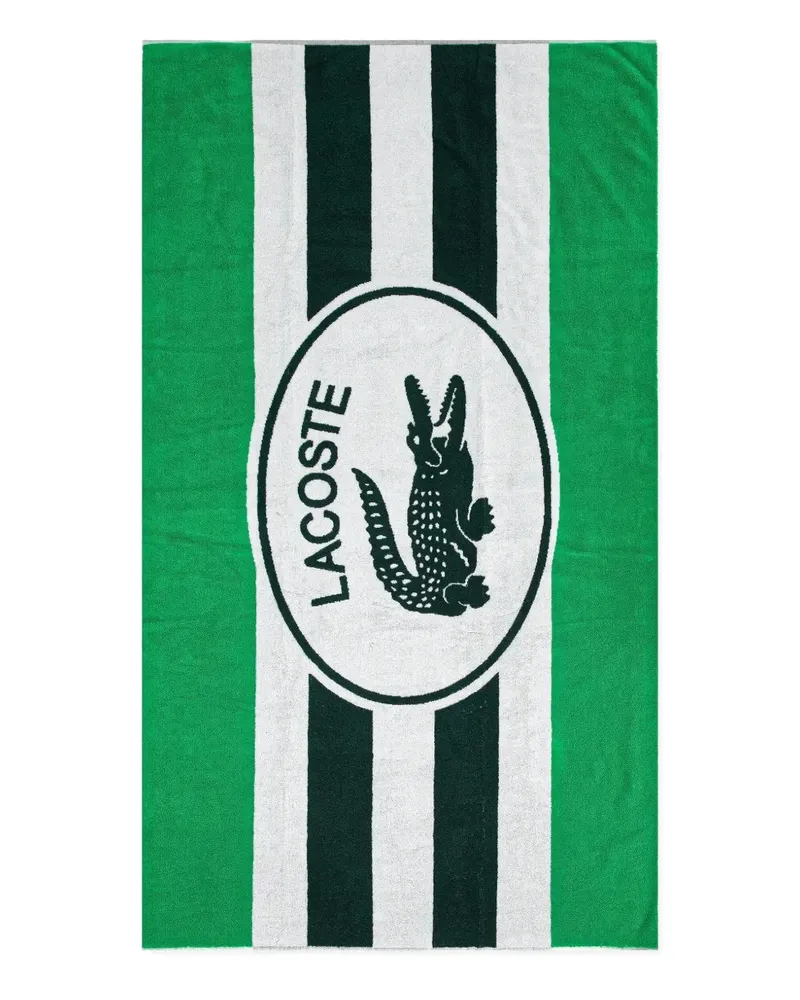 Lacoste crocodile-logo striped towel - Grün Grün