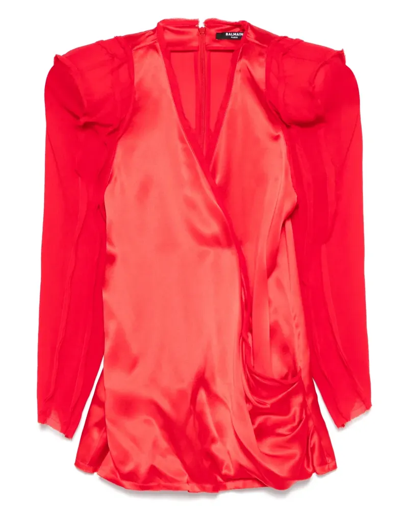 Balmain Bluse mit Schulterpolstern - Rot Rot