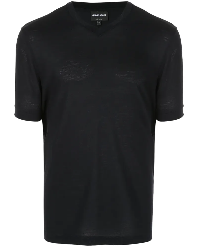 Giorgio Armani T-Shirt mit V-Ausschnitt - Schwarz Schwarz