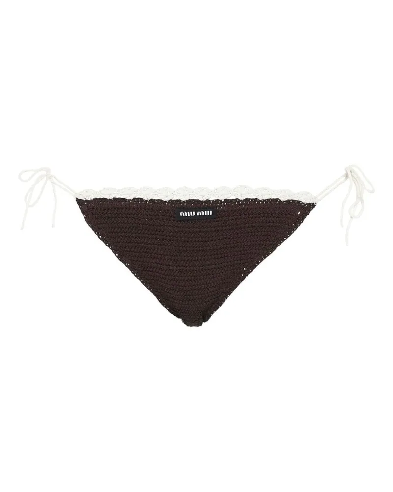 Miu Miu Gestricktes Bikinihöschen mit Logo - Schwarz Schwarz