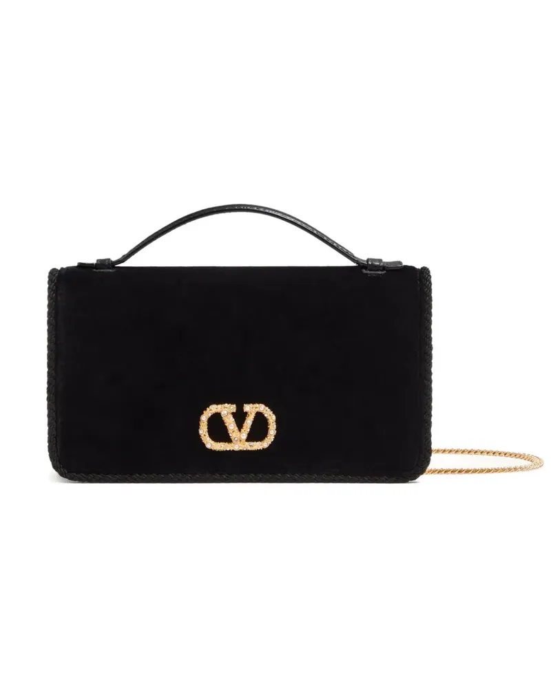 Valentino Garavani Wildleder-Schultertasche mit Klappe - Schwarz Schwarz