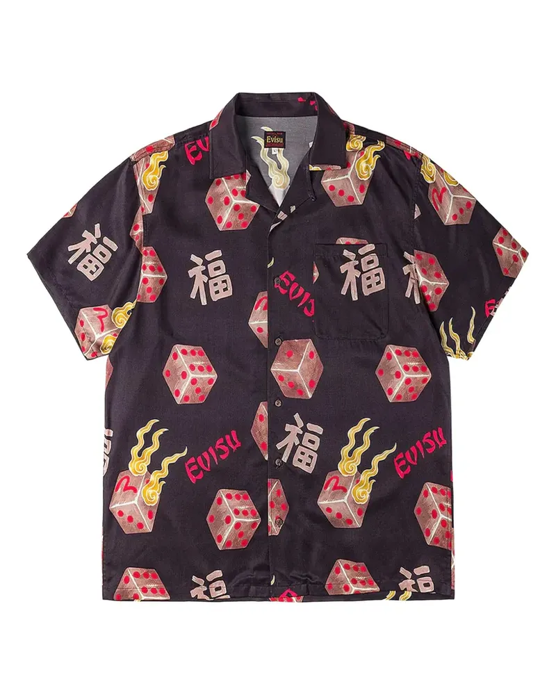 Evisu dice-print short-sleeve shirt - Schwarz Schwarz