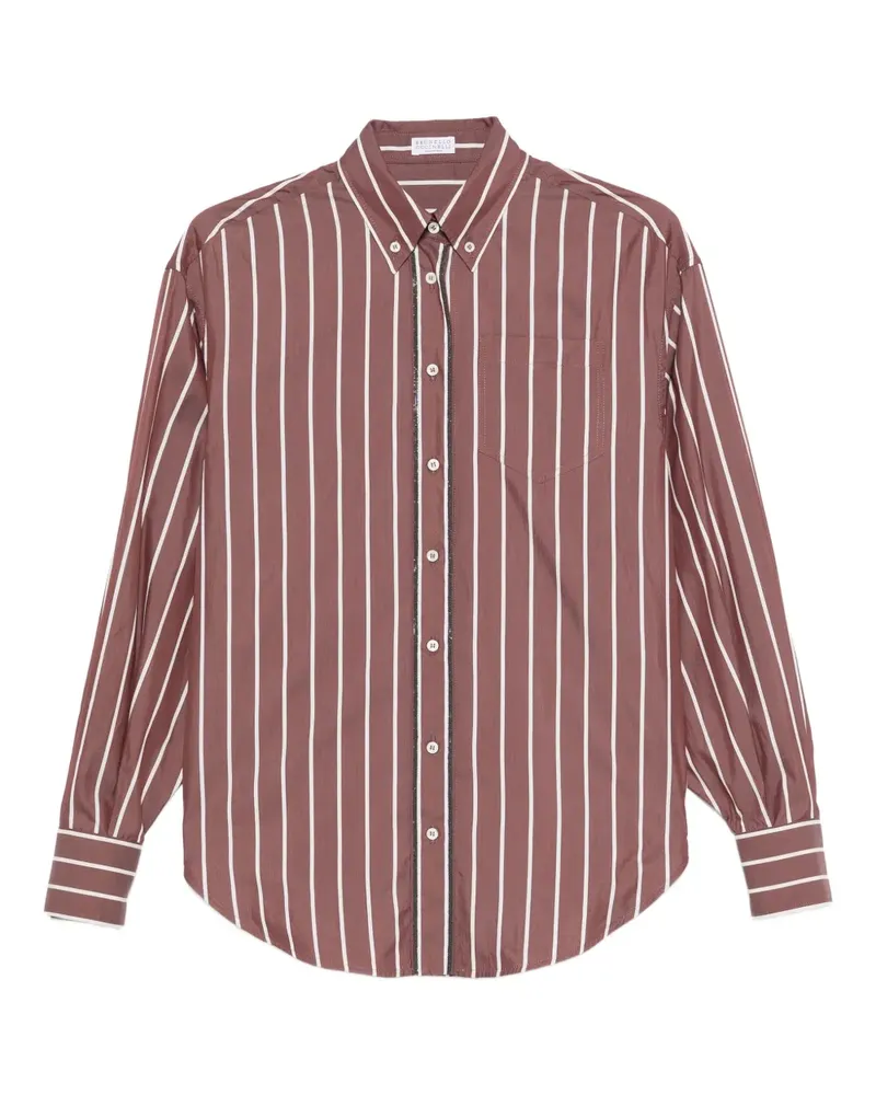 Brunello Cucinelli Gestreifter Rock mit Knopfverschluss - Braun Braun