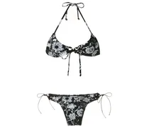 Bikini mit Print - Schwarz