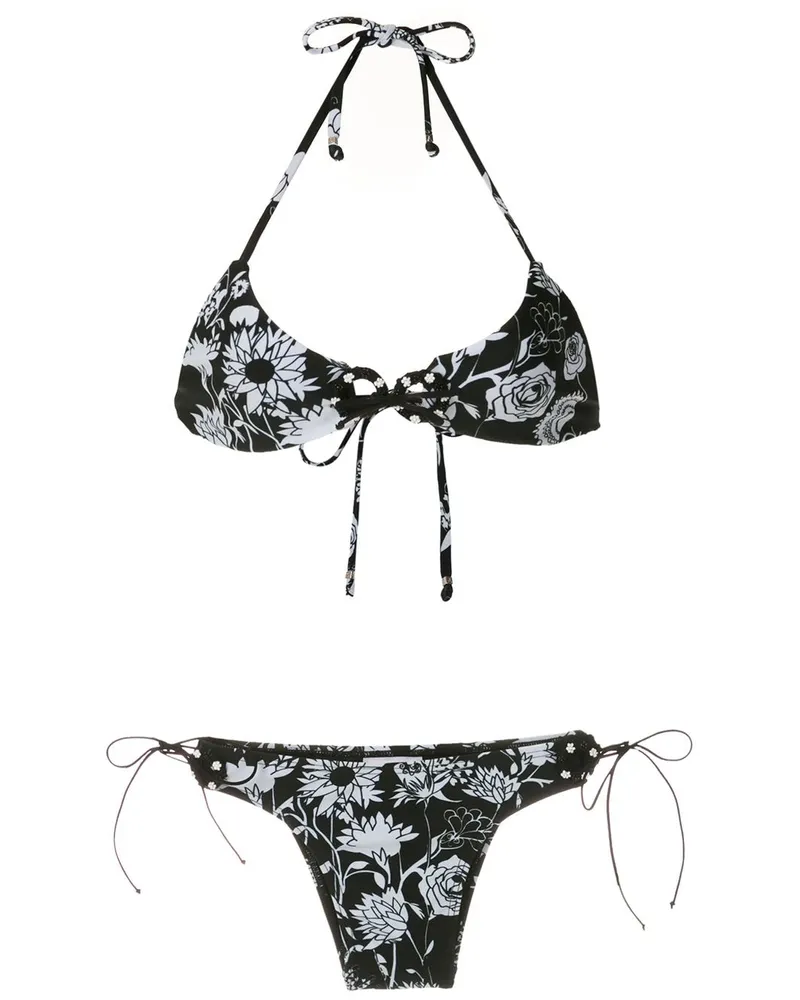 Amir Slama Bikini mit Print - Schwarz Schwarz