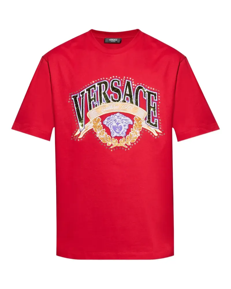 Versace T-Shirt mit Pailletten - Rot Rot