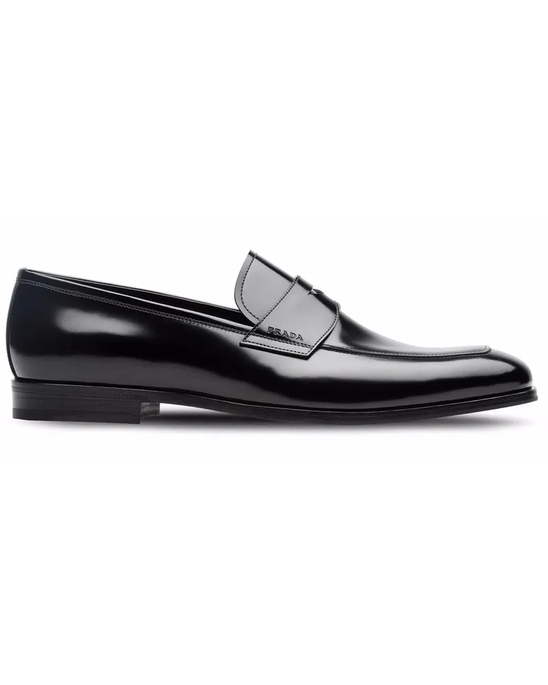 Prada Loafer aus gebürstetem Leder Schwarz