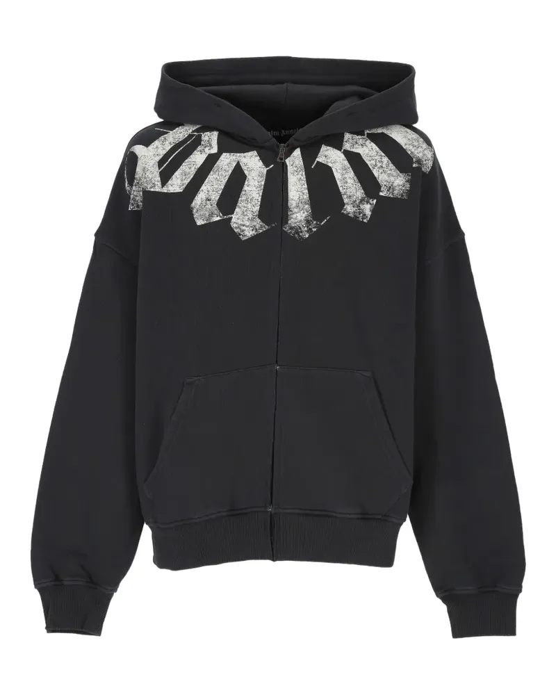 Palm Angels logo-print zip-up hoodie - Schwarz Schwarz