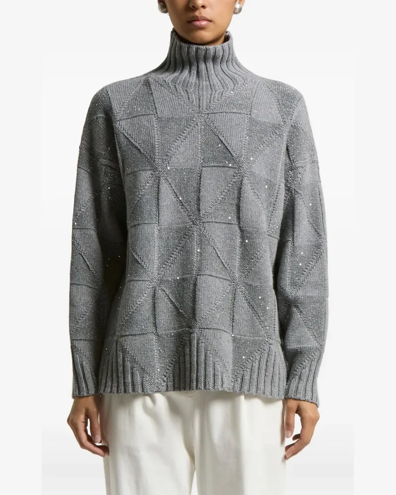 Peserico Geometrisch gemusterter Pullover mit Pailletten - Grau Grau