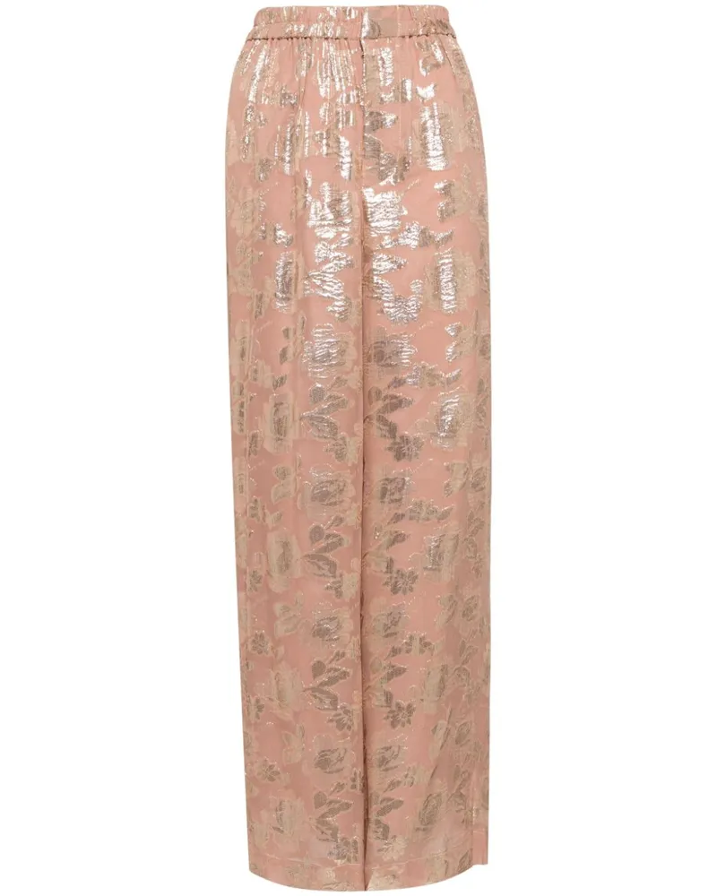 Biyan Hose mit Blumenjacquard - Rosa Rosa