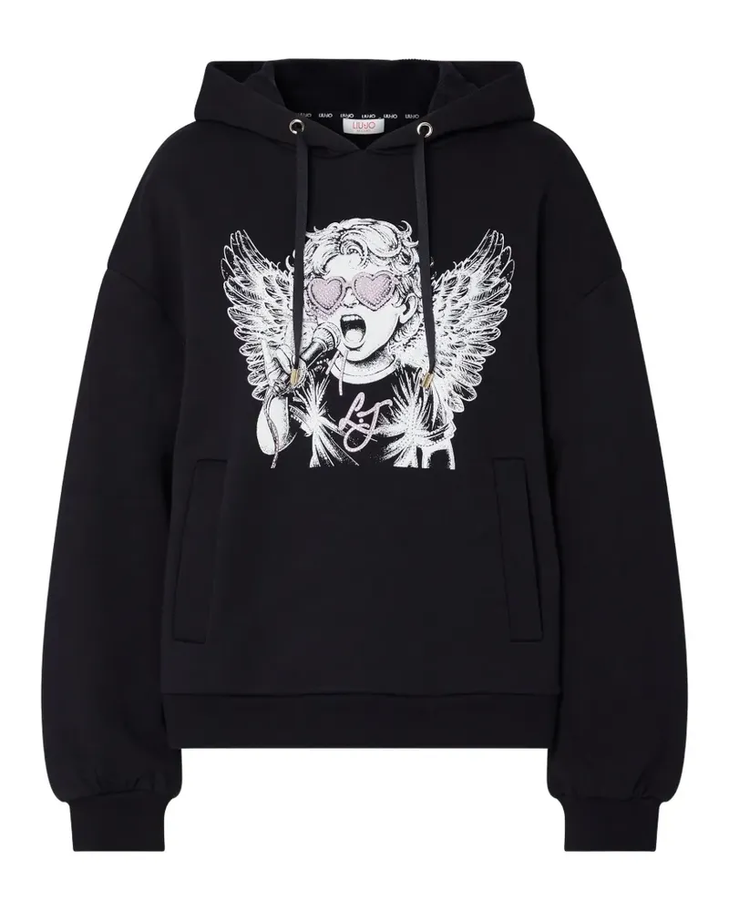 Liu Jo graphic-print drawstring hoodie - Schwarz Schwarz