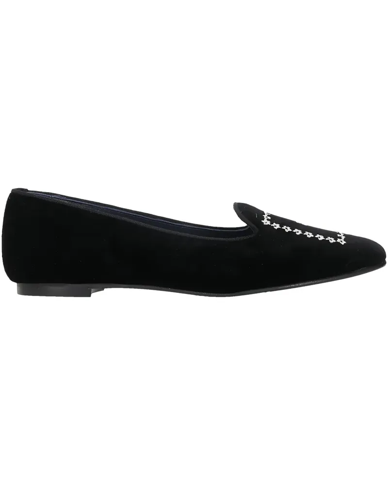 Castañer floral-embroidery velvet loafers - Schwarz Schwarz