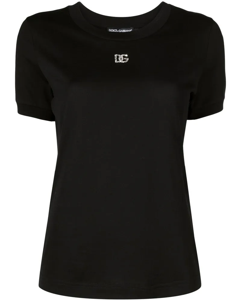Dolce & Gabbana T-Shirt mit Kristallen - Schwarz Schwarz