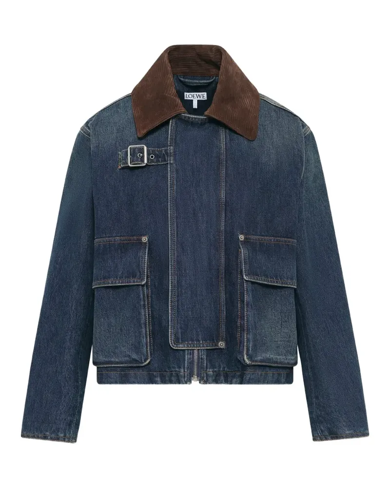 Loewe Jacke mit Cordkragen und Schnallenverschluss - Blau Blau