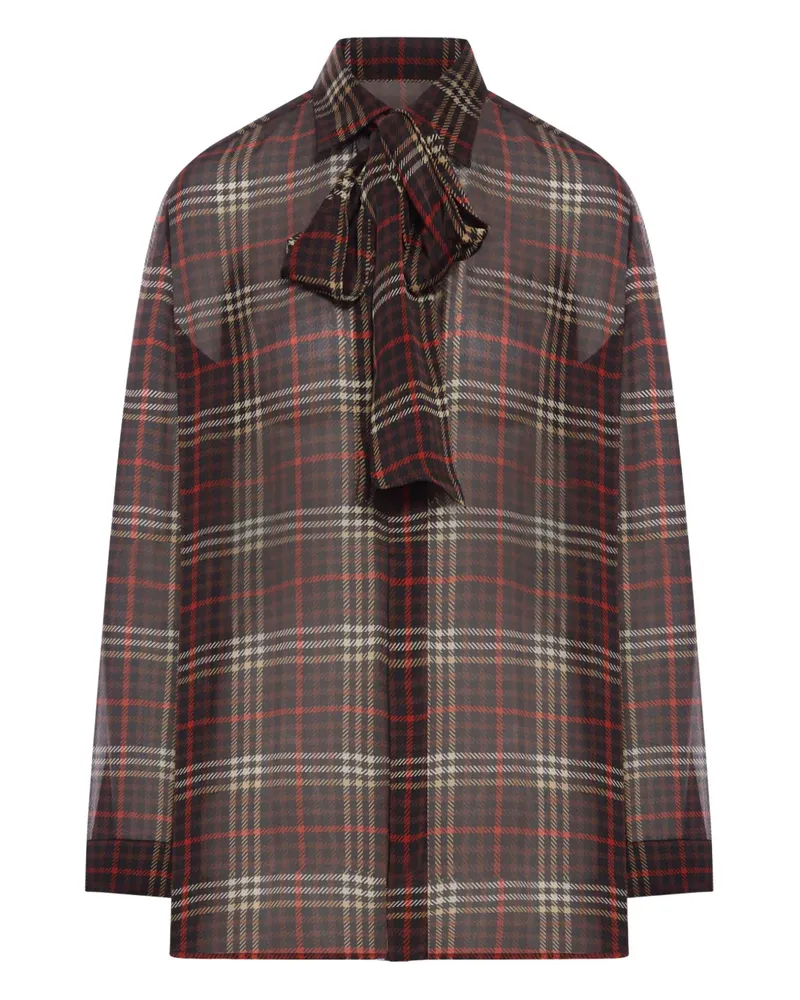 Saint Laurent plaid silk blouse - Rot Rot