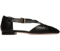 Flache Sylt Pumps mit geflochtener Kappe - Schwarz