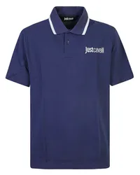 Just Cavalli logo-embroidered polo shirt Blau