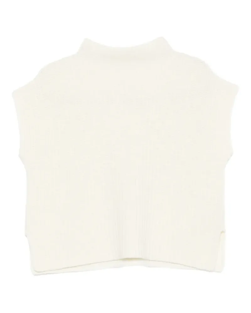 MA'RY'YA Gerippter Pullover - Weiß Weiß