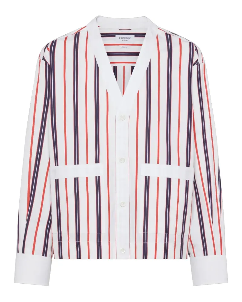 Thom Browne Gestreiftes Popeline-Hemd - Weiß Weiß