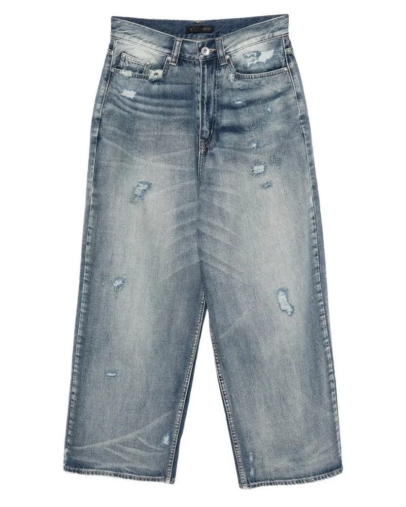FIVE CM Weite Jeans im Distressed-Look - Blau Blau