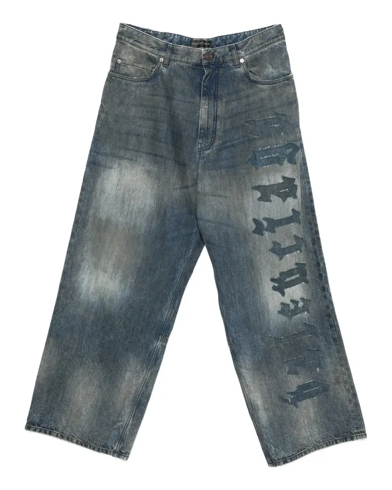 Balenciaga Ausgeblichene Wide-Leg-Jeans - Blau Blau